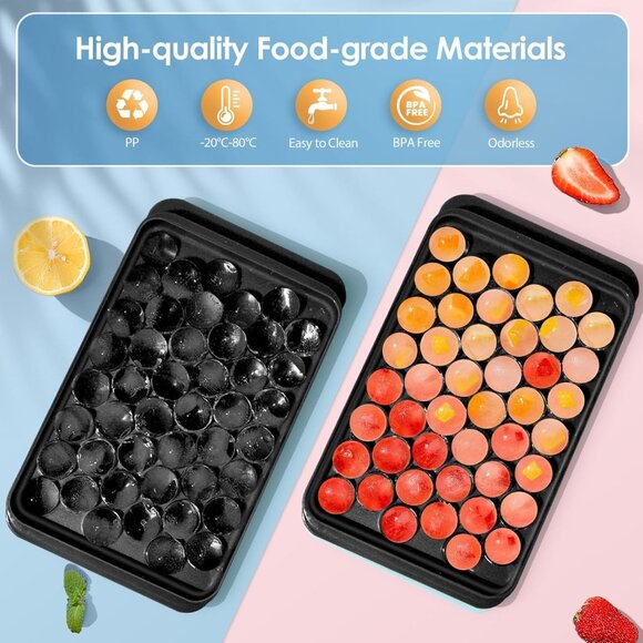 Ice Cube Trays with Lid Sphere Mold Spherical 0.8" 2 Trays Black - Picture 6 of 8